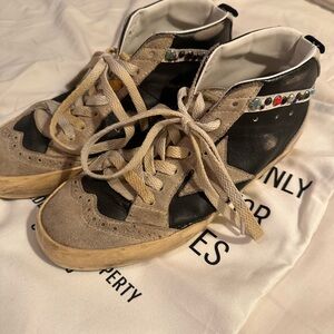 Unique Golden Goose Black and Tan Sneakers